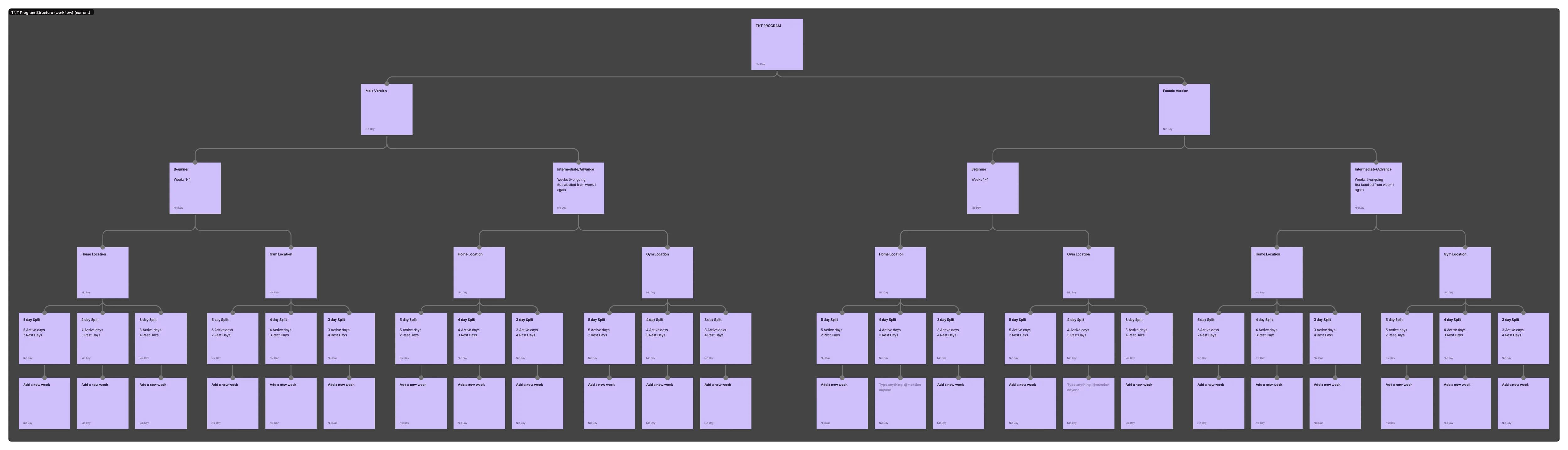 Training program creation — previous user journey flow